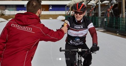 Dirk Leonhardt succeeds in setting world record in ice track triathlon, sponsored by the German food brand eismann