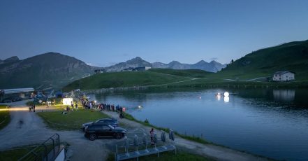 Full moon swimming on August 12, 2022 at lake Grünwaldsee / Austria (Copyrights: TVB Obertauern)