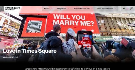 Valentine's Day 2025 at Times Square in New York (Screenshot, 1 Feb, 2025 | Source: https://www.timessquarenyc.org)