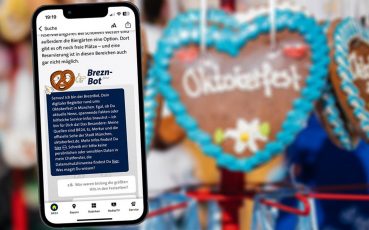 AI at Oktoberfest 2025 in Munich - The AI-powered chatbot BreznBot displayed on a smartphone screen. (Credit: BR / Julia Knoblauch; Image collage: Wolfgang Zehentmeier)