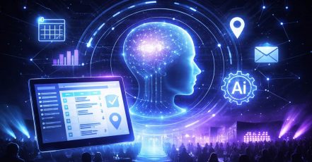 AI in Event Management – key visual created with AI by the EventMasterBook editorial team