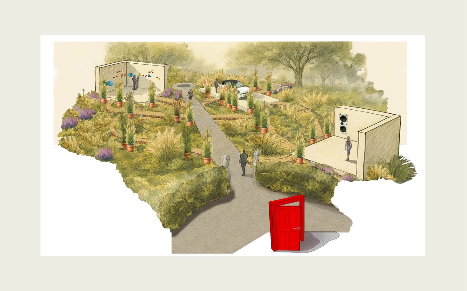 Visualization of A Garden of Curiosity, MINI x Paul Smith, AI-generated (Source: BMW Group)